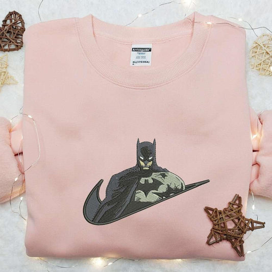 Swoosh x Batman Movie Embroidered Hoodie Marvel Cinematic Universe Embroidered Shirt Nike Inspired Embroidered Shirt