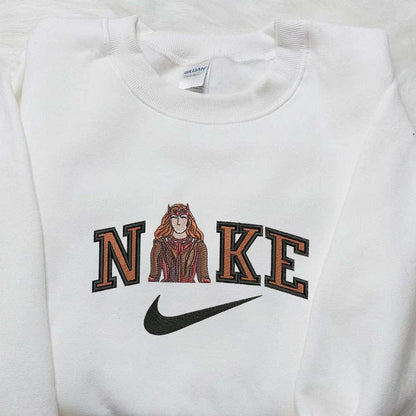 Wanda Maximoff x Nike Embroidered Sweatshirt Marvel Characters Embroidered Shirt Nike Inspired Embroidered Shirt