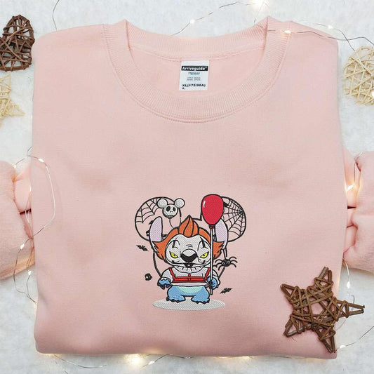Pennywise Stitch Chibi Embroidered Hoodie Lilo And Stitch Disney Embroidered Hoodie Best Gift Ideas