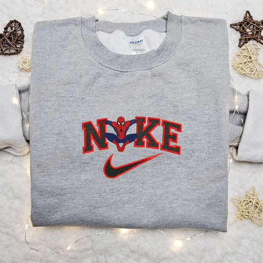 Spider Man x Nike Embroidered Shirt Marvel Superhero Embroidered Hoodie Nike Inspired Embroidered Sweatshirt