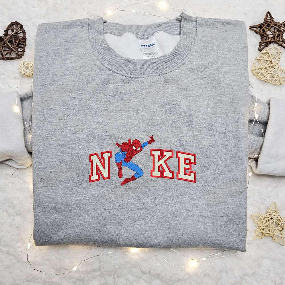 Spider Man x Nike Embroidered Shirt Marvel Superhero Embroidered Hoodie Nike Inspired Embroidered Sweatshirt 1