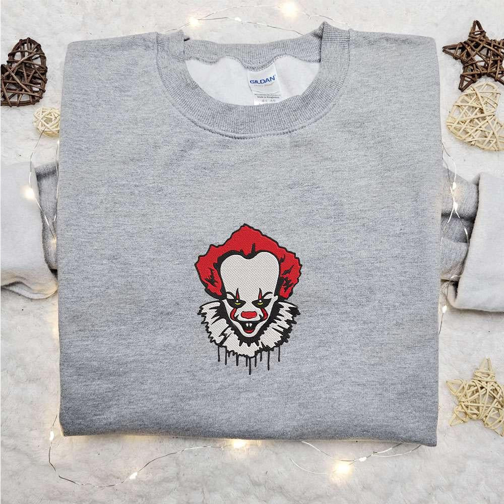 Pennywise Face Embroidered Shirt IT Horror Movie Embroidered Hoodie Best Gift Ideas