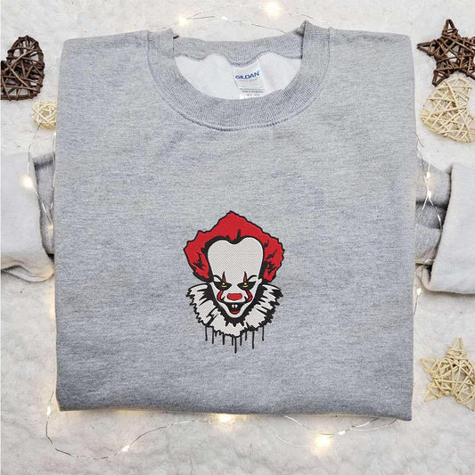 Pennywise Face Embroidered Shirt IT Horror Movie Embroidered Hoodie Best Gift Ideas