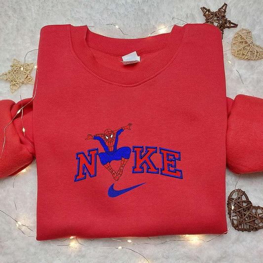 Spider Man x Nike Movie Embroidered Sweatshirt Marvel Cinematic Universe Embroidered Shirt Nike Inspired Embroidered Shirt