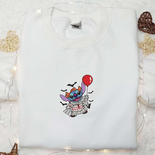 Pennywise Stitch Balloon Embroidered T shirt Lilo And Stitch Disney Embroidered Hoodie Best Gift Ideas