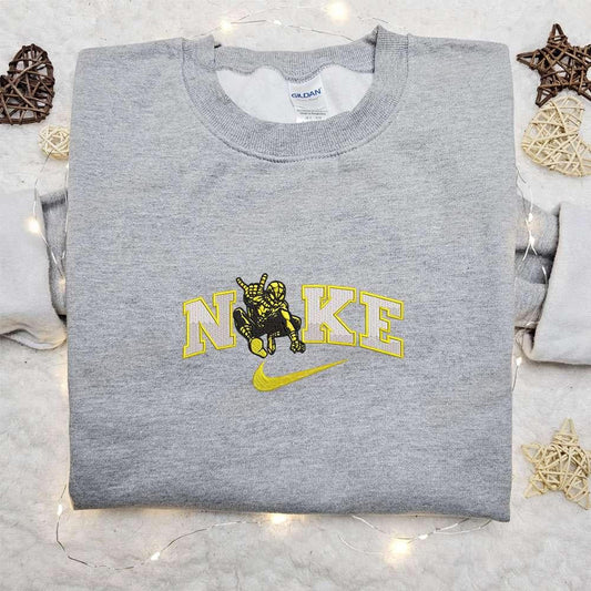 Yellow Spider man Attack x Nike Embroidered Sweatshirt Marvel and DC Comics Embroidered Shirt The Best Gift