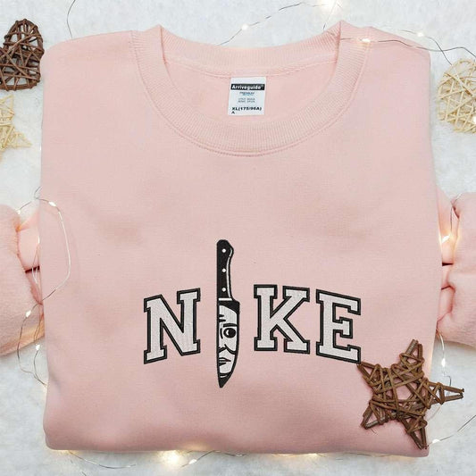 Michael Myers Knife x Nike Embroidered Tshirt Movie Embroidered Shirt Nike Inspired Embroidered Shirt