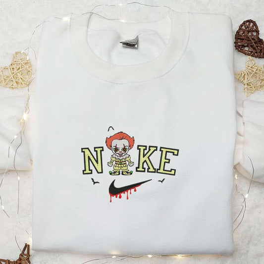 Nike x Baby Pennywise Embroidered Hoodie Horror Movie Characters Embroidered Sweatshirt Nike Inspired Embroidered T shirt