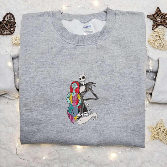 Jack And Sally And Zero Embroidered Sweatshirt Halloween Embroidered Shirt Best Christmas Gift Ideas