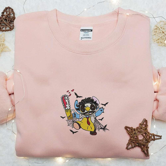 Leatherface Stitch Embroidered T shirt Lilo And Stitch Disney Embroidered Hoodie Best Gift Ideas For Family