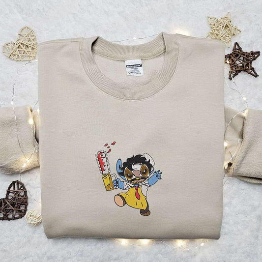 Leatherface Stitch Embroidered Sweatshirt Lilo And Stitch Disney Embroidered Hoodie Best Gift Ideas