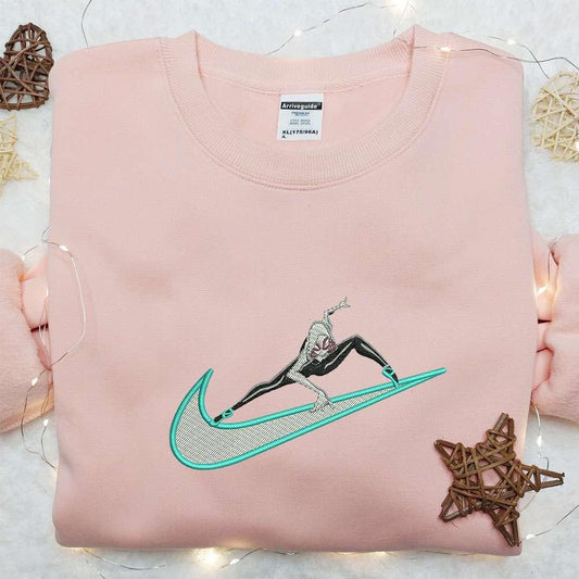 Gwen x Swoosh Movie Embroidered Shirt Marvel Comics Embroidered Hoodie Custom Nike Embroidered T shirt