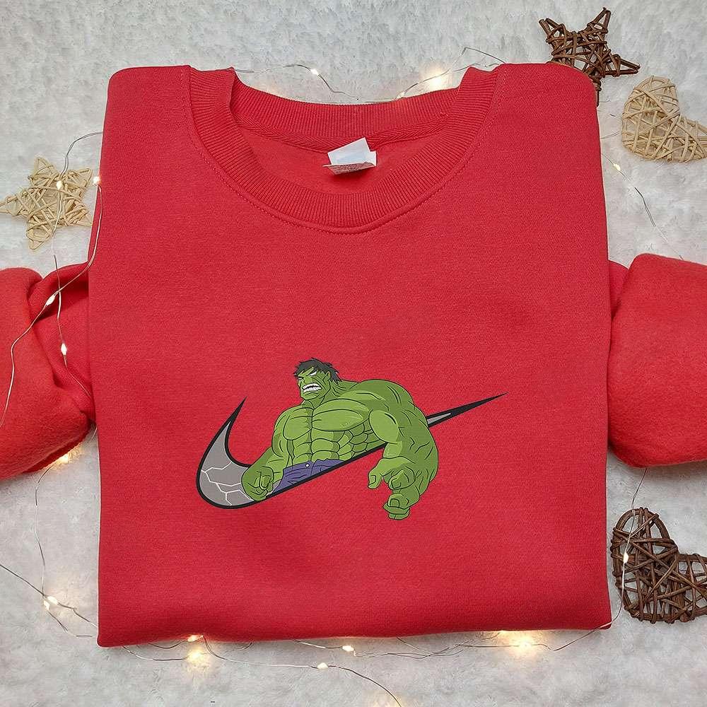 Hulk x Nike Embroidered Hoodie Nike Inspired Embroidered Shirt Best Gift for Family