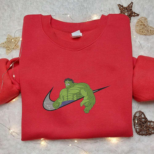 Hulk x Nike Embroidered Hoodie Nike Inspired Embroidered Shirt Best Gift for Family