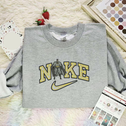 Batman X Nike Embroidered Shirt Dc Movie Characters Embroidered Hoodie, Best Gift For Fans