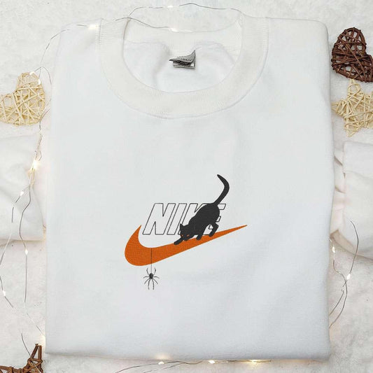 Black Cat x Nike Embroidered Hoodie Nike Inspired Embroidered Shirt Best Hallowee Gift Ideas
