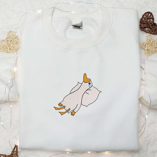Crying Silly Goose Embroidered Shirt Animal Embroidered Shirt Funny Embroidered Shirt