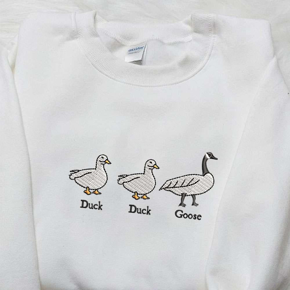 Duck Duck Silly Goose Embroidered Shirt Animal Embroidered Shirt Funny Embroidered Shirt