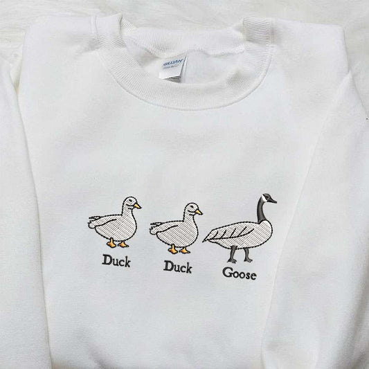 Duck Duck Silly Goose Embroidered Shirt Animal Embroidered Shirt Funny Embroidered Shirt