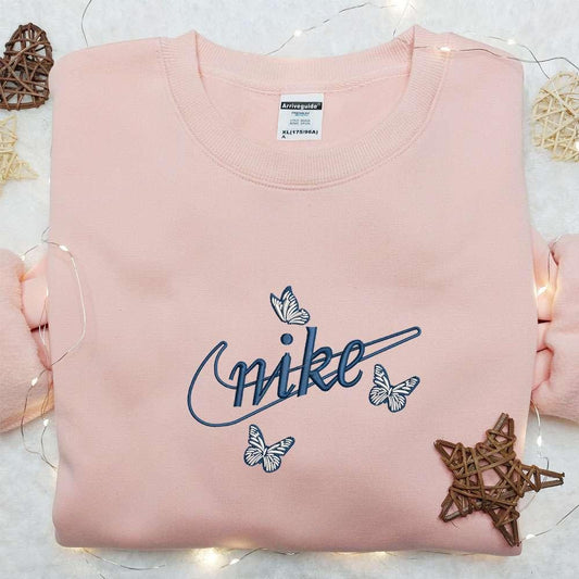 Butterflies x Nike Embroidered Shirt Animal Embroidered Hoodie Best Gifts For Family