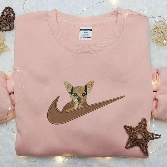Chihuahua x Nike Embroidered Shirt Animal Embroidered Shirt Custom Nike Embroidered Shirt