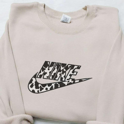 Cow Parrtern x Nike Embroidered Hoodie Nike Inspired Embroidered Shirt Best Gifts for Family