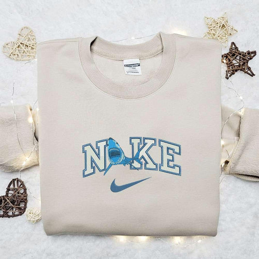 Blue Shark x Nike Embroidered Shirt Animal Embroidered Hoodie Best Gift Idea