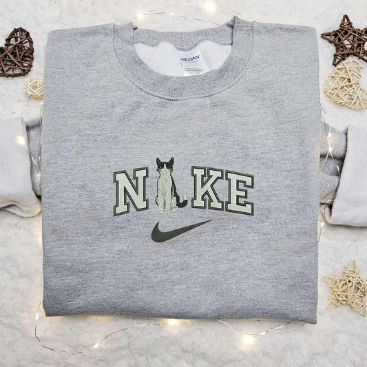 Cat Custom x Nike Embroidered Hoodie Nike Inspired Embroidered Shirt Best Birthday Gift Ideas for Family