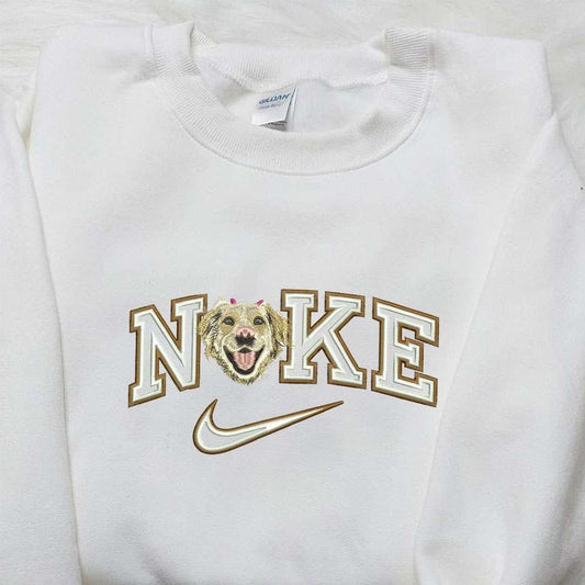 Dog Smile x Nike Embroidered Shirt Animal Embroidered Shirt Custom Nike Embroidered Shirt