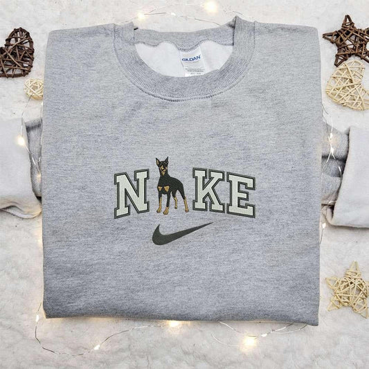 Dobermann x Nike Animal Embroidered Sweatshirt Nike Inspired Embroidered Shirt Best Birthday Gift Ideas for Family