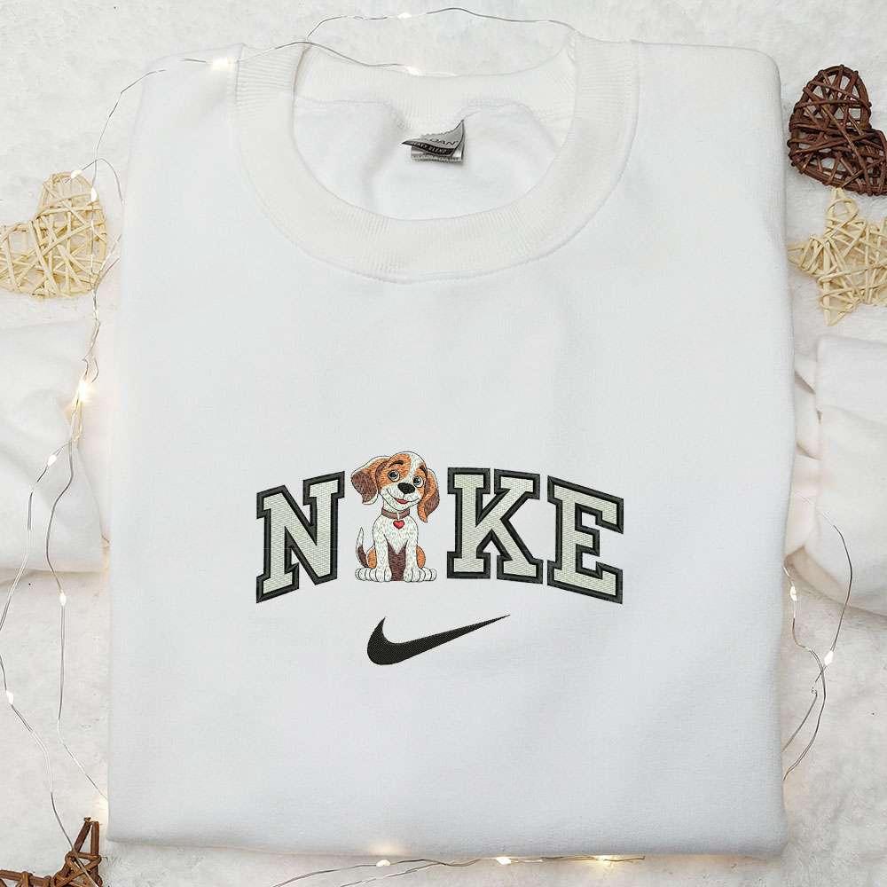 Border Collie Puppy x Nike Embroidered Shirt Animal Embroidered Hoodie Nike Inspired Embroidered Sweatshirt