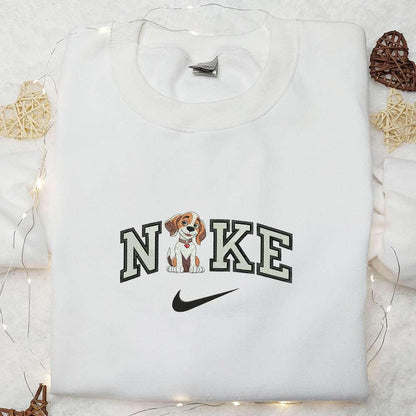 Border Collie Puppy x Nike Embroidered Shirt Animal Embroidered Hoodie Nike Inspired Embroidered Sweatshirt