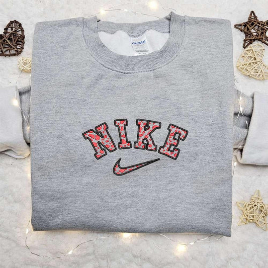 Cow Pattern x Nike Embroidered Sweatshirt Nike Inspired Embroidered Shirt Best Gifts for Family