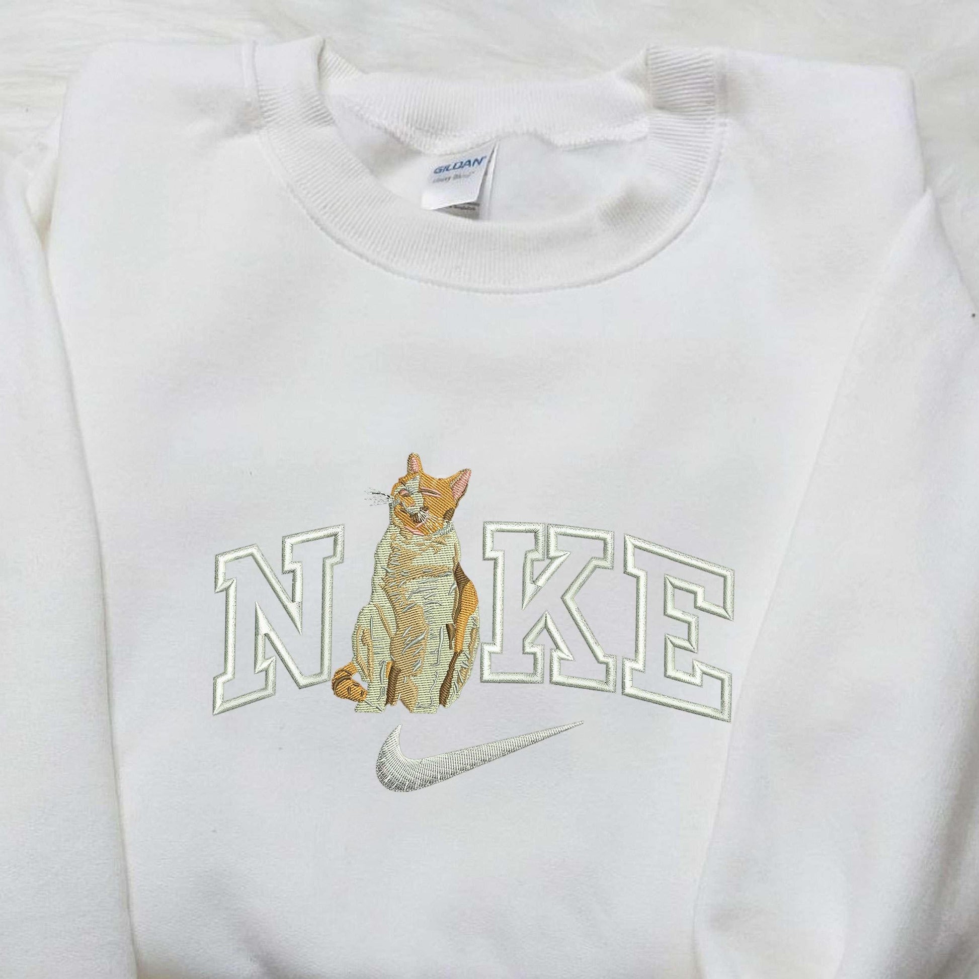 Cat Pop x Nike Embroidered Shirt Animal Embroidered Shirt Custom Nike Embroidered Shirt