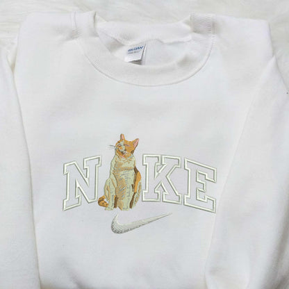 Cat Pop x Nike Embroidered Shirt Animal Embroidered Shirt Custom Nike Embroidered Shirt