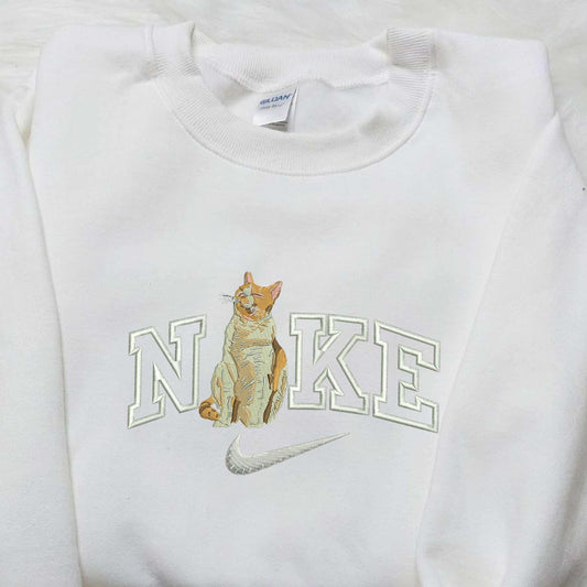 Cat Pop x Nike Embroidered Shirt Animal Embroidered Shirt Custom Nike Embroidered Shirt