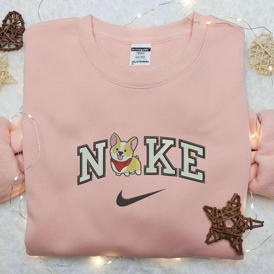 Corgi Chibi x Nike Embroidered Shirt Animal Embroidered Shirt Custom Nike Embroidered Shirt 5