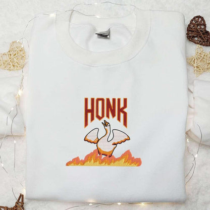 Angry Silly Goose Honk Embroidered Shirt Animal Embroidered Shirt Funny Embroidered Shirt