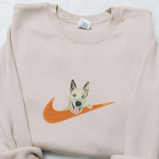 Dog x Nike Swoosh Embroidered Shirt Animal Embroidered Hoodie Best Gifts For Family 1