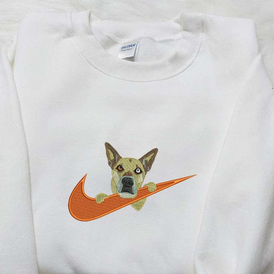 Dog x Nike Swoosh Embroidered Shirt Animal Embroidered Hoodie Best Gifts For Family