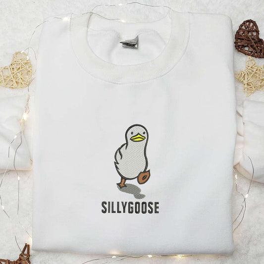 Cute Silly Goose Embroidered Shirt Animal Embroidered Shirt Funny Embroidered Shirt