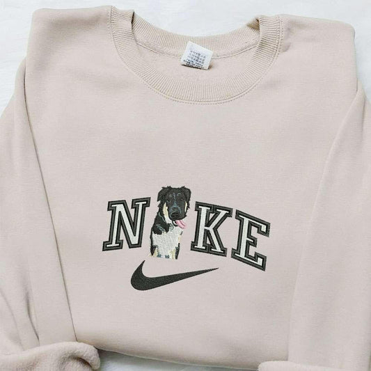 Border Collie Dog x Nike Embroidered Shirt Animal Embroidered Hoodie Nike Inspired Embroidered Sweatshirt