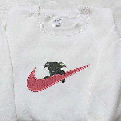 Black Dog x Nike Embroidered Shirt Animal Embroidered Shirt Custom Nike Embroidered Shirt