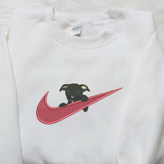 Black Dog x Nike Embroidered Shirt Animal Embroidered Shirt Custom Nike Embroidered Shirt