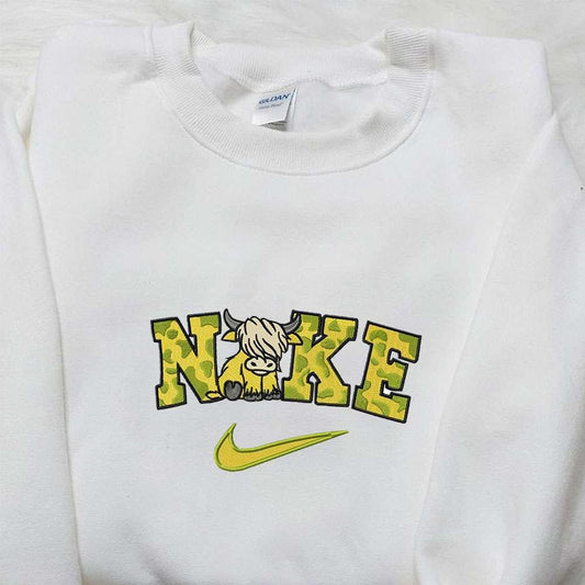 Cow x Nike Embroidered Sweatshirt Animal Embroidered Hoodie Nike Inspired Embroidered Shirt