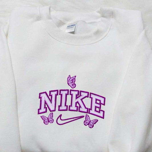 Butterflies x Nike Embroidered Tshirt Nike Inspired Embroidered Shirt Best Birthday Gift Ideas