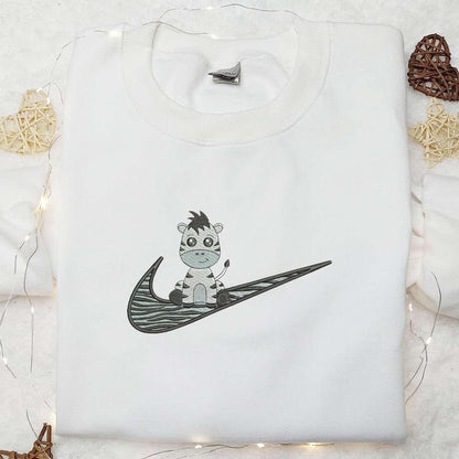Baby Zebra Cartoon Embroidered Shirt, Animal Lover, Best Gift For Family