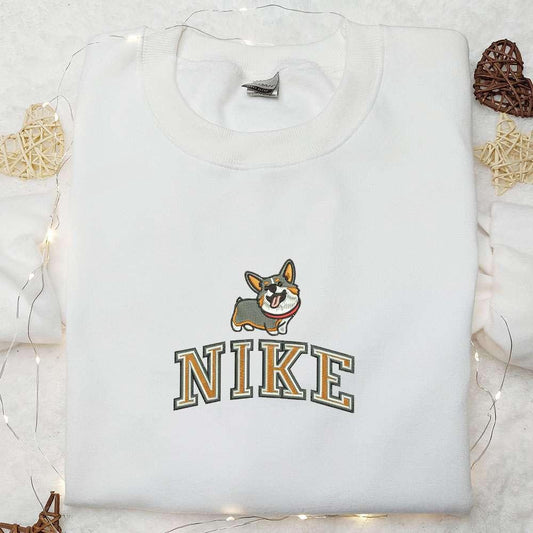Corgi x Nike Embroidered Shirt Animal Embroidered Hoodie Best Gifts For Family