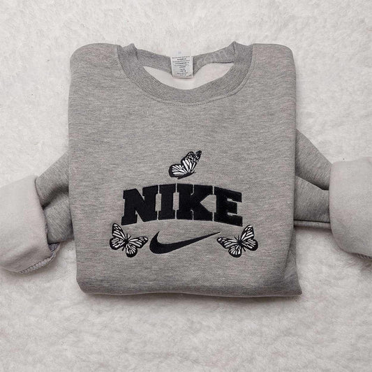 Butterfly Nike Embroidered Shirt, Custom Nike Embroidered Shirt, Gifts For Guy Friends