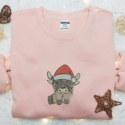 Cow Xmas Embroidered Hoodie Animal Christmas Embroidered Hoodie Best Christmas Gift Ideas